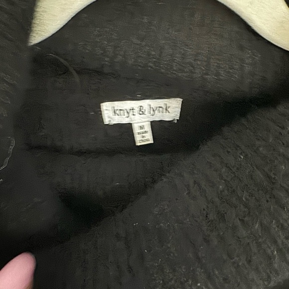 Knyt & Lynk Women's Cashmere Cowl Neck Black Asymmetrical Pullover Sweater M - Picture 4 of 13